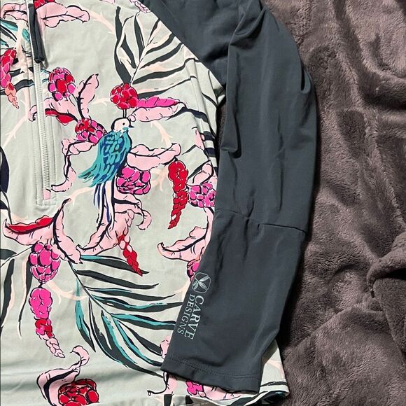 Carve Designs Floral Rash Guard in Pink and Blue - Picture 2 of 6